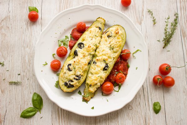 zucchini, tomatoes, cheese