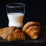 breakfast, milk, croissant