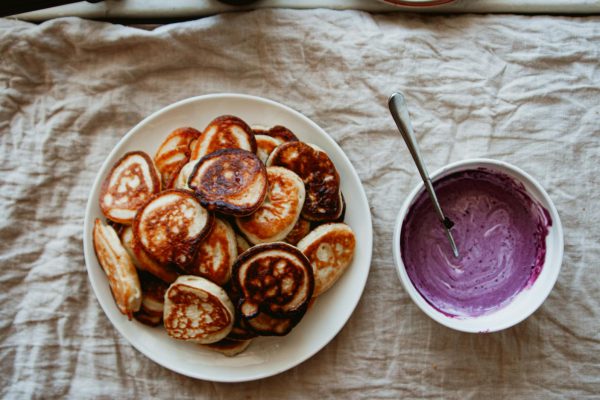 Pile of Racuchy Pancakes with Sauce