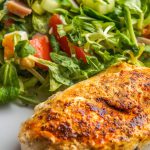 chicken breast fillet, chicken, salad