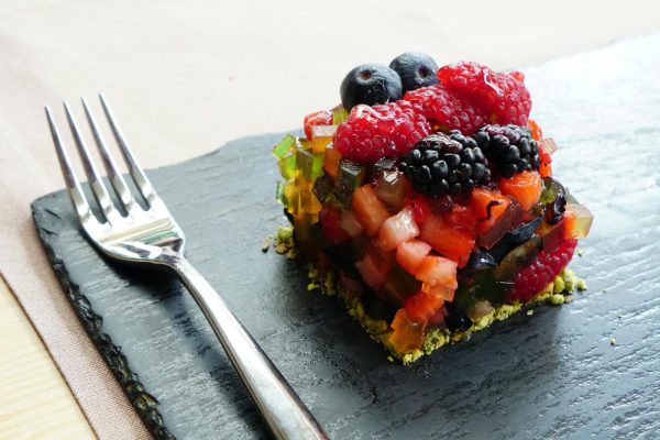 Fruit Terrine Beside Gray Stainless Steel Fork