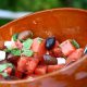 salad, olives, water melon