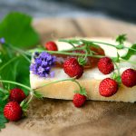 wild strawberries, fruit, bread