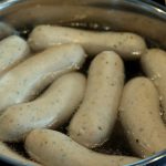 white sausage, white sausages, pot