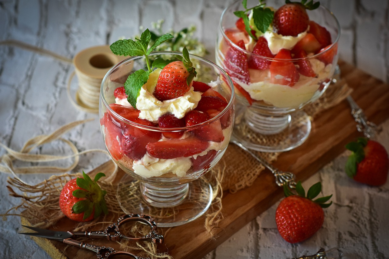 strawberries, fruits, dessert