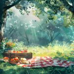 ai generated, forest, picnic