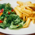 food, salad, french fries