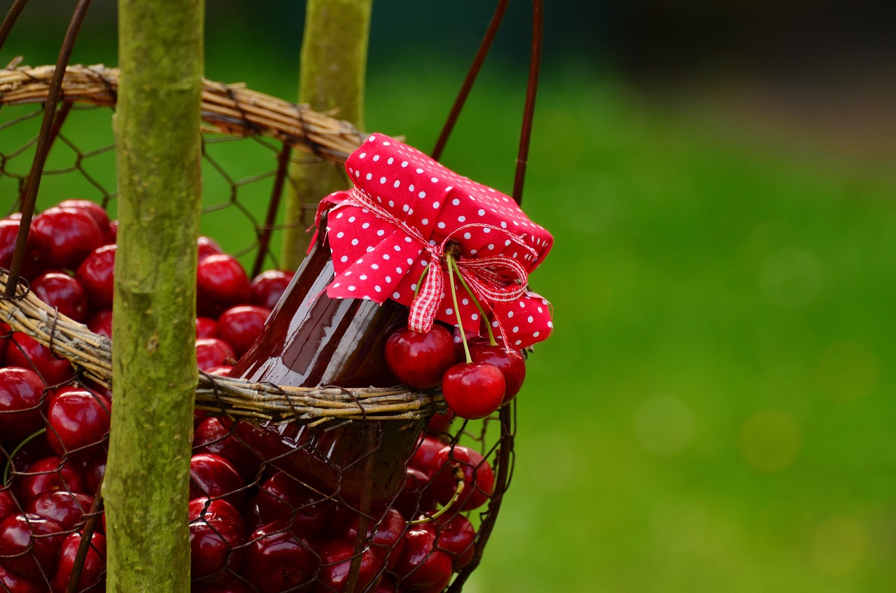 cherries, cherry jam, nature