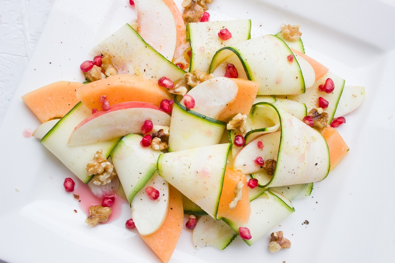 zucchini, melon, apple