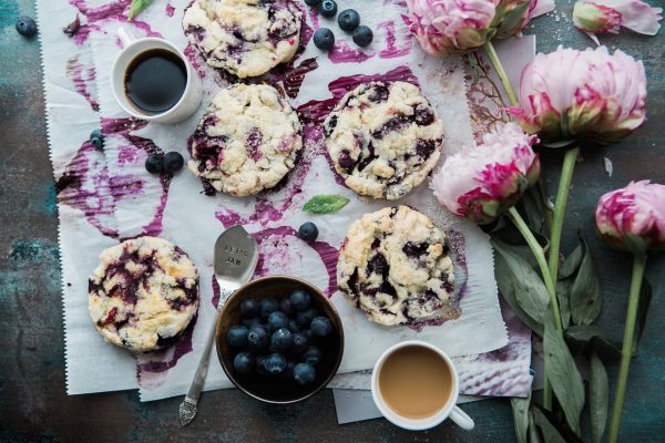 cookies, blueberries, bowl