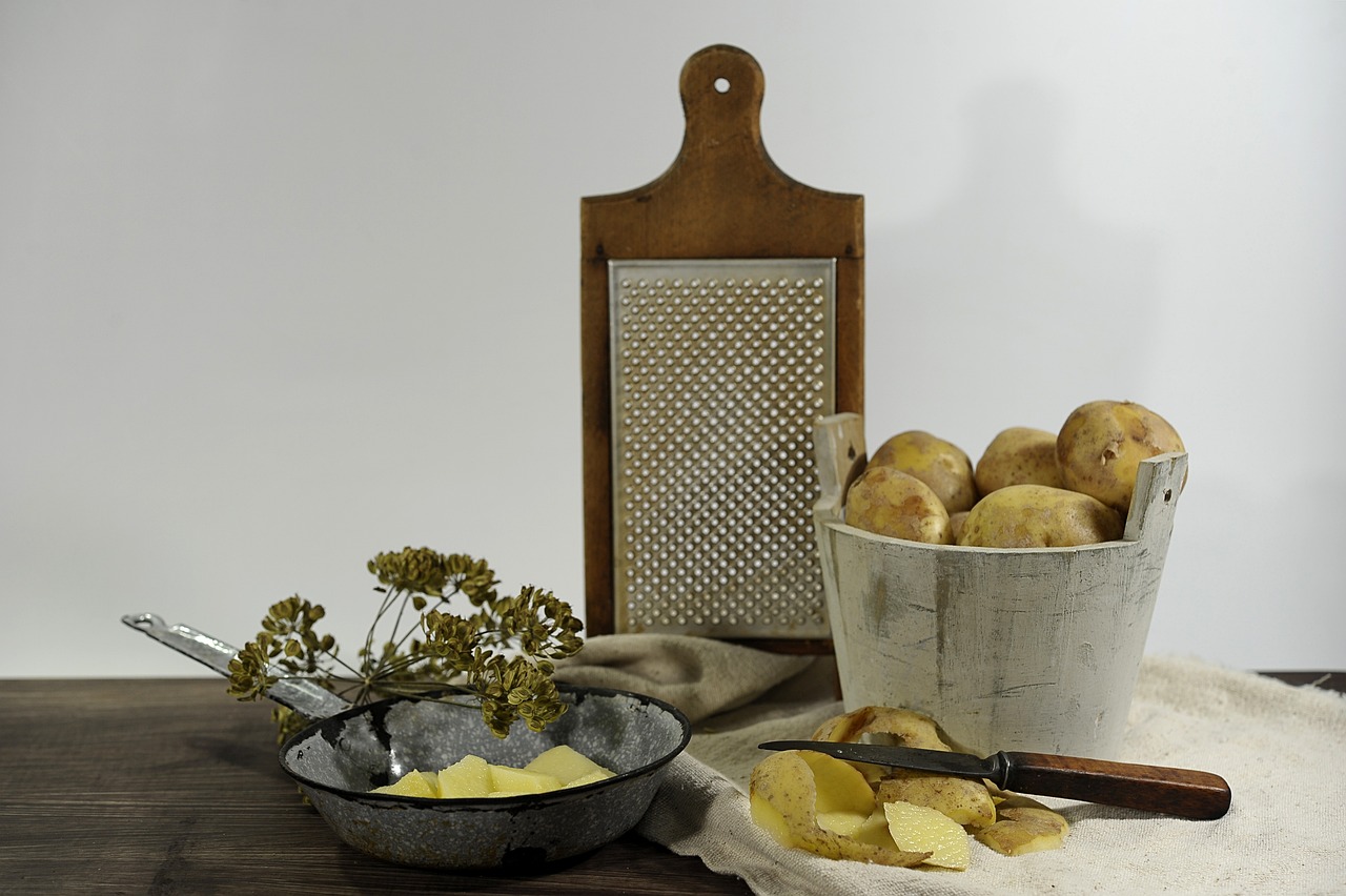 still life, potatoes, grater