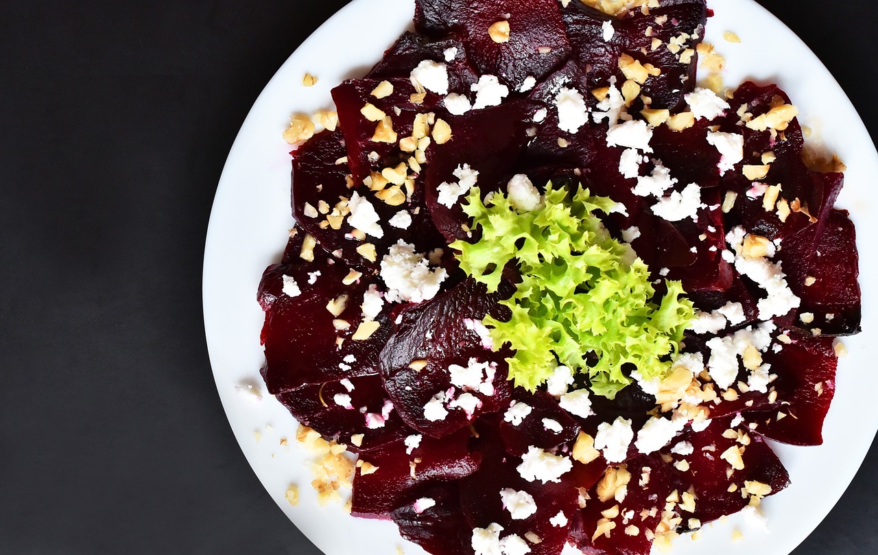 beets, red, goat cheese