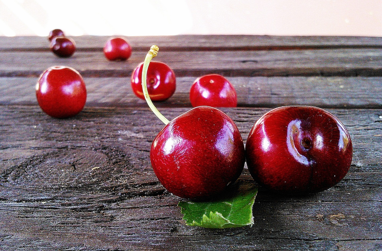 cherries, fruit, red