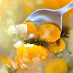 vegetable soup, soup, spoon