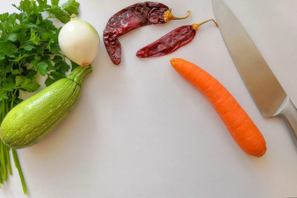 vegetables, knife, food