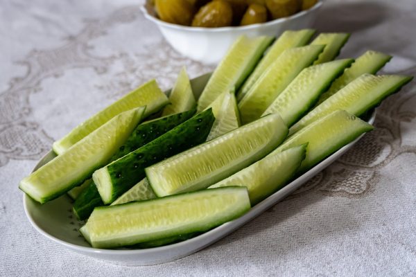 cucumbers, vegetables, cut