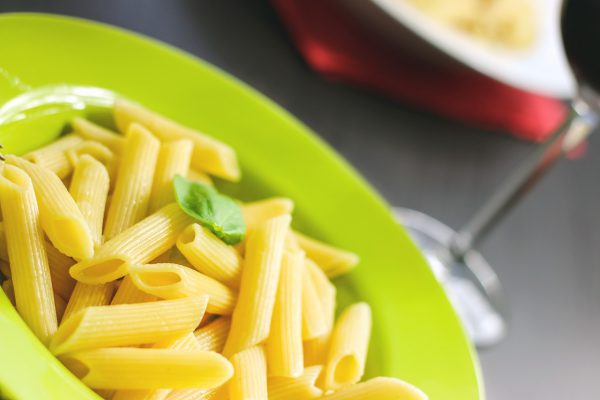 penne, pasta, plate