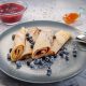 crepes, blueberries, plate