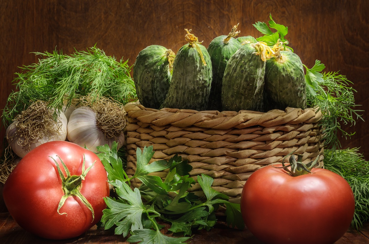vegetables, food, basket