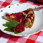 currant cake, table, canvas