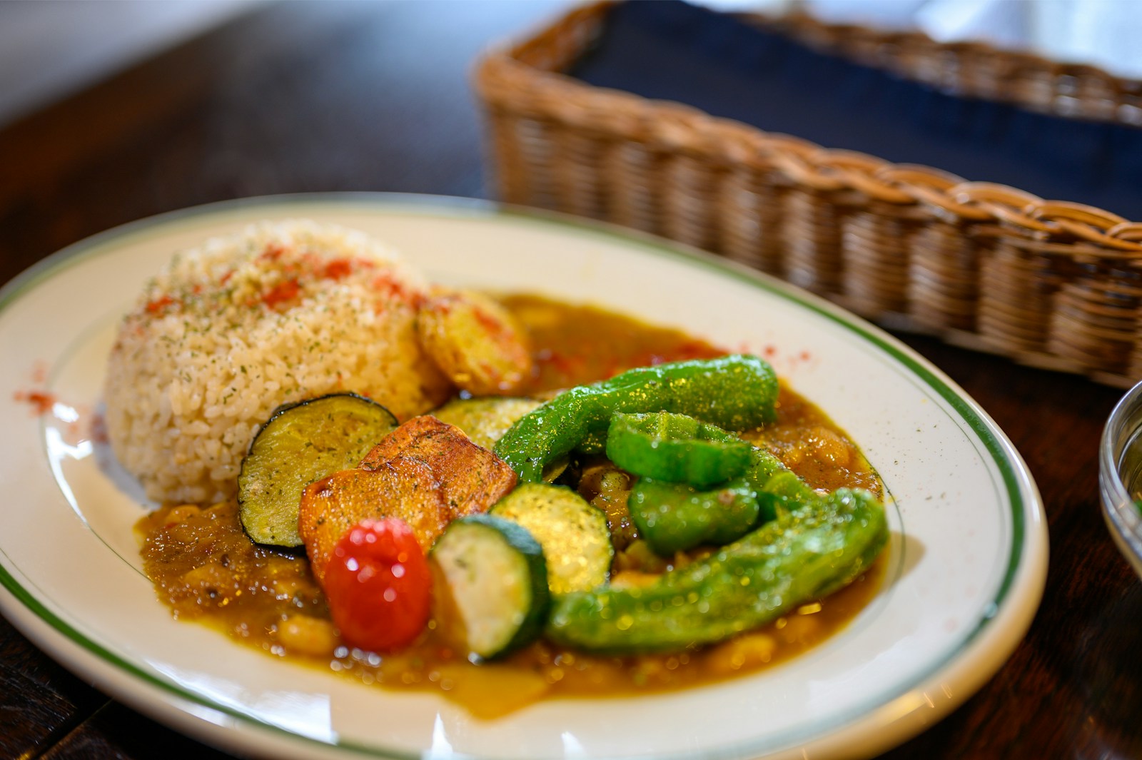 steamed rice and vegetables on plate