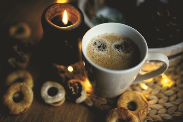 coffee, pastries, cookie, candle, advent, drink